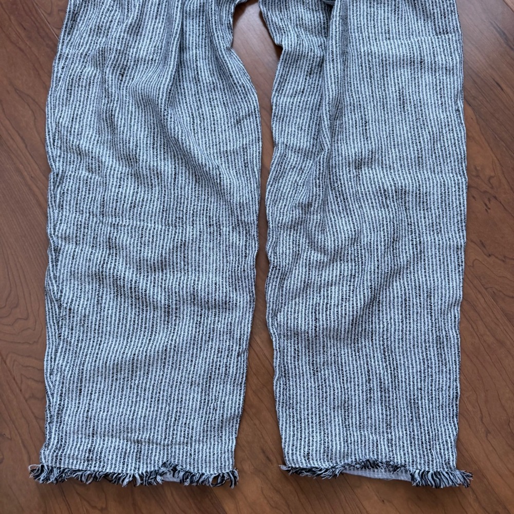 Aerie Womens Wide Leg Striped Beach Pants Black White Drawstring Raw Hem L NWT - Picture 10 of 11